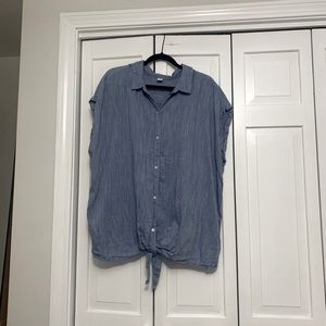 Tie front chambray blouse